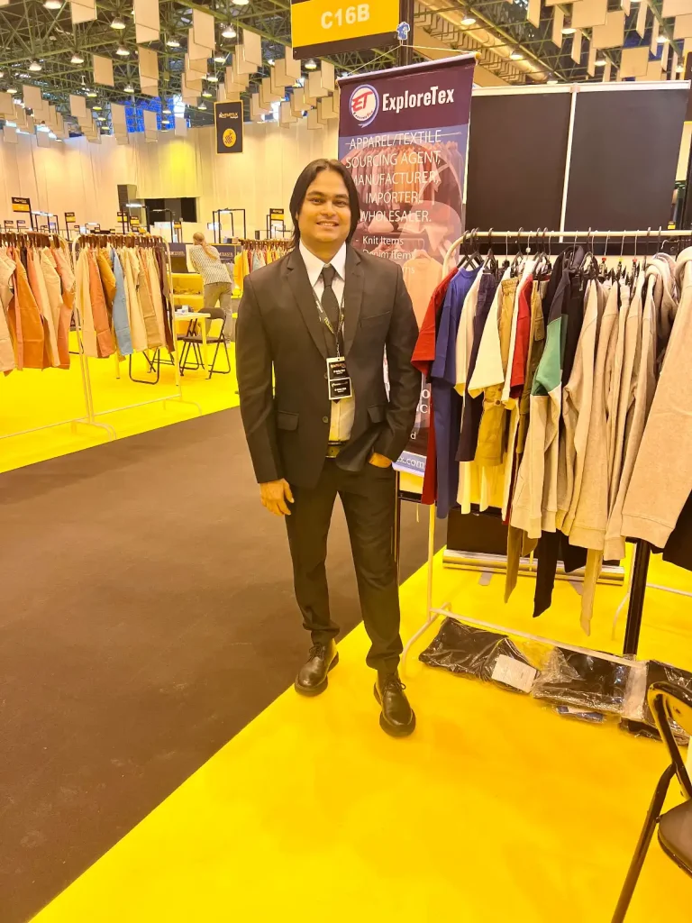 Muhammad Ilias Hossen, founder of ExploreTex, overseeing sustainable clothing manufacturers in Portugal