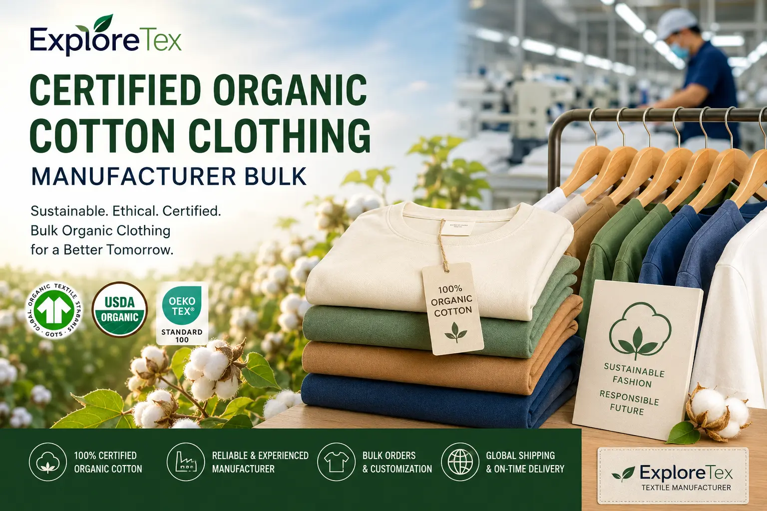 certified organic cotton clothing manufacturer bulk