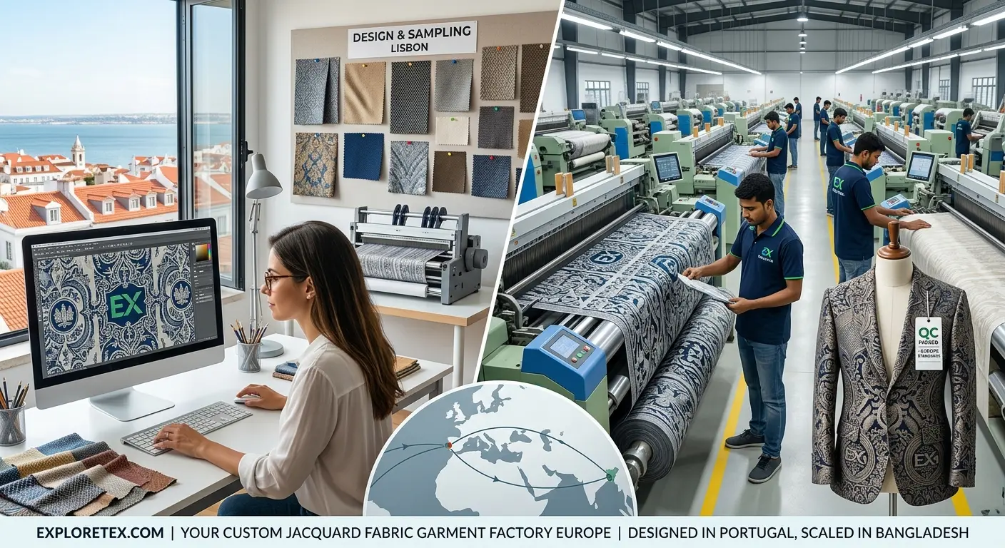 custom Jacquard fabric garment factory Europe