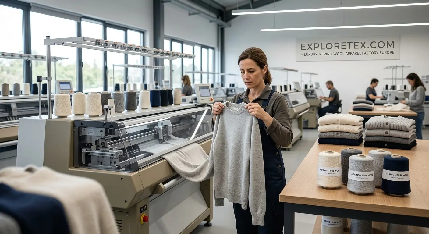 luxury merino wool apparel factory Europe