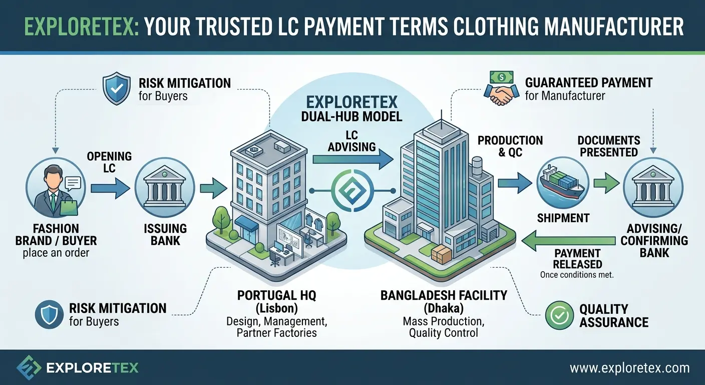 LC payment terms clothing manufacturer