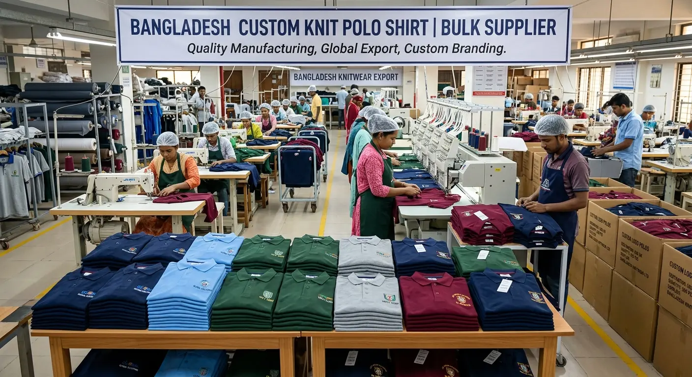 custom knit polo shirt bulk supplier Bangladesh